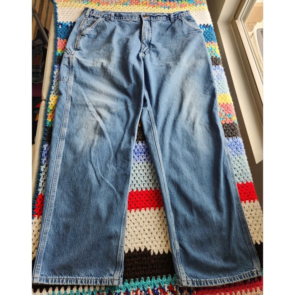 Carhartt B13 DST Men's Blue Denim Work Pants 42 x 34 100% Cotton